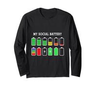 Funny Introvert Humor Energy Level Graphic Anti Social Fun Manche Longue