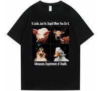 Funny It Looks Just As Stupid When You Do It Minnesota Department of Health T Shirt Pig Deer Dog Duck Smoking Black M