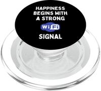 Funny IT Social Media Le Bonheur sur Internet Commence par Le WiFi PopSockets PopGrip pour MagSafe