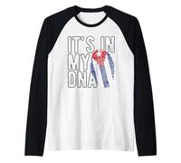 Funny It's in My DNA Cuba Flag Empreinte Digitale Manche Raglan