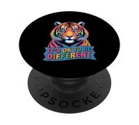 Funny It's Ok to Be Different Tiger Women Men PopSockets PopGrip Adhésif