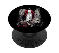 Funny Jesus Cross Christian Kaiju Monster Japonais PopSockets PopGrip Adhésif