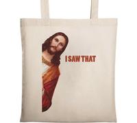 Funny Jesus Meme I Saw That Sac fourre-tout en coton écologique naturel Beige