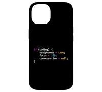 Funny Joke Programming If Coding Headphones Focus T-Shirt Coque pour iPhone 14