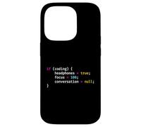 Funny Joke Programming If Coding Headphones Focus T-Shirt Coque pour iPhone 14 Pro