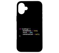 Funny Joke Programming If Coding Headphones Focus T-Shirt Coque pour iPhone 16 Plus