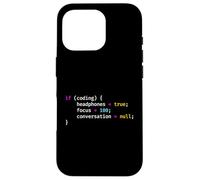 Funny Joke Programming If Coding Headphones Focus T-Shirt Coque pour iPhone 16 Pro