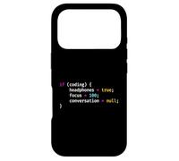 Funny Joke Programming If Coding Headphones Focus T-Shirt Coque pour iPhone 17 Pro