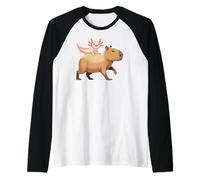 Funny Kawaii Axolotl and Capybara Lover Kids Girls Men Women Manche Raglan