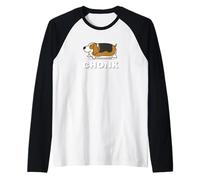 Funny Kawaii Fat Chonk Chonky Womens Kids Basset Hound Lover Manche Raglan