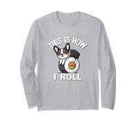 Funny Kawaii How I Roll Sushi Black Tricolor Corgi Lover Manche Longue