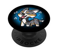 Funny Kawaii Kids Music Headphones Blue Merle Corgi Lover PopSockets PopGrip Adhésif