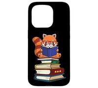 Funny Kawaii Kids Read Books Red Panda Lover Coque pour iPhone 15 Pro
