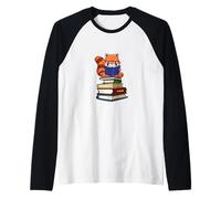 Funny Kawaii Kids Read Books Red Panda Lover Manche Raglan