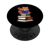 Funny Kawaii Kids Read Books Red Panda Lover PopSockets PopGrip Adhésif