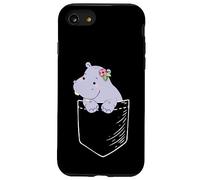 Funny Kawaii Kids Womens Girls Pocket Hippo Lover Coque pour iPhone SE (2020) / 7/8