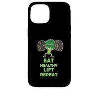 Funny Keto Powerlifting Broccoli - Eat Healthy Lift Repeat Coque pour iPhone 15