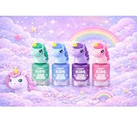 Funny Kids Vernis à Ongles Enfant Licorne - Formule à Base d'Eau - 4 Couleurs Pastel - Design Magique - Dès 3 Ans (Violet)
