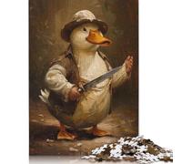 Funny Killer Duck Knife Puzzles 1000 Pièces Cadeau Unique Jeu Éducatif Défi Jouet À De Qualité Supérieure Peinture Art pour Adultes Et Enfants 1000pcs (38x26cm)