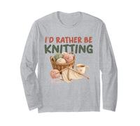 Funny Knitting I Would Rather Be Knitting Humour Lovers Manche Longue