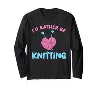 Funny Knitting I Would Rather Be Knitting Humour Lovers Manche Longue