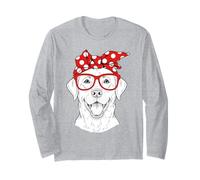Funny Labrador Glasses Girl Women Dog Owner Manche Longue