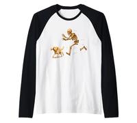 Funny Labrador Retriever Halloween Steal Bone Skeleton Chase Manche Raglan