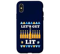 Funny Let's Get Lit Chemise juive Hanoukka pour Amateur de bière Coque pour iPhone X/XS