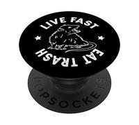 Funny Live Fast Eat Trash Possum Lover PopSockets PopGrip Adhésif
