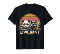 Funny Live Fast Eat Trash Possum Raccoon Lunettes de soleil et voiture T-Shirt