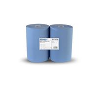 Funny Lot de 2 Rouleaux de Papier de Nettoyage, Triple épaisseur, recy leu, très Absorbant, pour Atelier et Industrie, Serviettes en Papier Bleu, 36 cm, 2 Rouleaux de 500 Feuilles