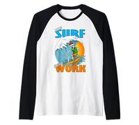 Funny Love Surfing Squelette Born to Surf Shredding Wave Manche Raglan
