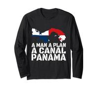 Funny Man A Plan Canal Panama Carte Drapeau Palindrome Manche Longue