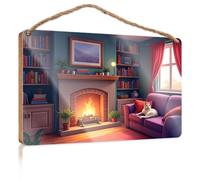 Funny Man Cave Signs A Cozy Living Room with A Cheminée, Bibliothèques, and A Cat Lounging On A Sofa Funny Wood Sign Hanging Sign For Bedroom Accessories (15 x 28 cm)