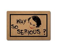 Funny Mats Paillasson avec inscription « The Joker Why So Serious » en tissu non tissé avec dos en caoutchouc pour intérieur/extérieur/cuisine 60 x 40 cm