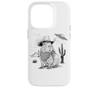 Funny Meme UFO Capybara Alien Vintage 90s Wild West Boho Coque pour iPhone 14 Pro