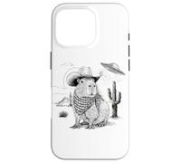 Funny Meme UFO Capybara Alien Vintage 90s Wild West Boho Coque pour iPhone 16 Pro