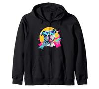 Funny Mens Womens Kids Vintage Retro 80s 90s English Bulldog Sweat à Capuche