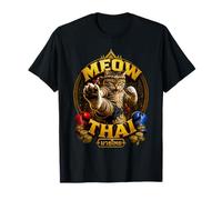 Funny Meow Thai Arts Martiaux Chat Chatte Pun Papa Blague T-Shirt