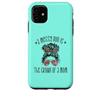 Funny Messy Bun Saying for New Mama and Leopard Mom Coque pour iPhone 11