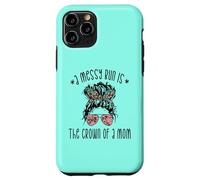 Funny Messy Bun Saying for New Mama and Leopard Mom Coque pour iPhone 11 Pro