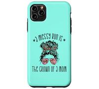 Funny Messy Bun Saying for New Mama and Leopard Mom Coque pour iPhone 11 Pro Max