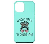 Funny Messy Bun Saying for New Mama and Leopard Mom Coque pour iPhone 12 Mini