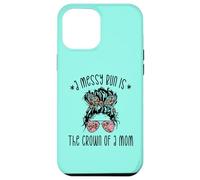 Funny Messy Bun Saying for New Mama and Leopard Mom Coque pour iPhone 12 Pro Max