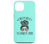 Funny Messy Bun Saying for New Mama and Leopard Mom Coque pour iPhone 13