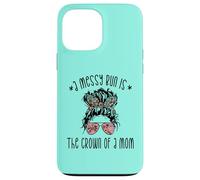 Funny Messy Bun Saying for New Mama and Leopard Mom Coque pour iPhone 13 Pro Max
