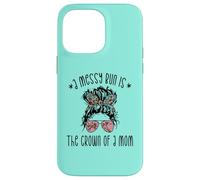 Funny Messy Bun Saying for New Mama and Leopard Mom Coque pour iPhone 14 Pro Max