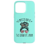 Funny Messy Bun Saying for New Mama and Leopard Mom Coque pour iPhone 15 Pro Max