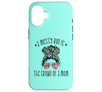 Funny Messy Bun Saying for New Mama and Leopard Mom Coque pour iPhone 16