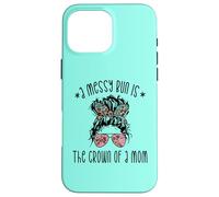 Funny Messy Bun Saying for New Mama and Leopard Mom Coque pour iPhone 16 Pro Max